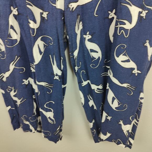 Modcloth Cat Print Trouser Pants Womens 18 Navy Blue Pleated Lightweight Retro - Picture 4 of 10